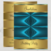 Birthday Party Invitation Gold Birthday Party Kaart (Voorkant / Achterkant)