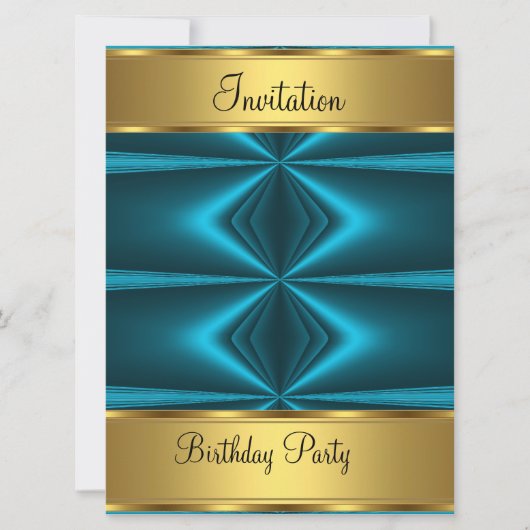 Birthday Party Invitation Gold Birthday Party Kaart (Voorkant)