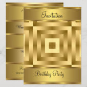 Birthday Party Invitation Gold Birthday Party Kaart (Voorkant / Achterkant)