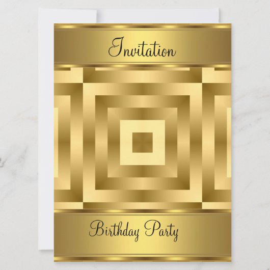 Birthday Party Invitation Gold Birthday Party Kaart (Voorkant)