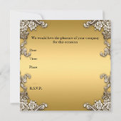 Birthday Party Invitation Gold en Silver Kaart (Achterkant)