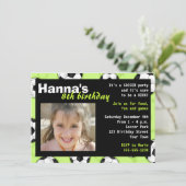 Birthday Party Invitation Green Kaart (Staand voorkant)