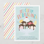Birthday Party Invitation *Ice Cream Extravaganza* Kaart (Voorkant / Achterkant)