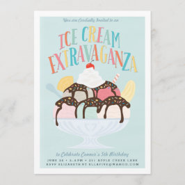Birthday Party Invitation *Ice Cream Extravaganza* Kaart