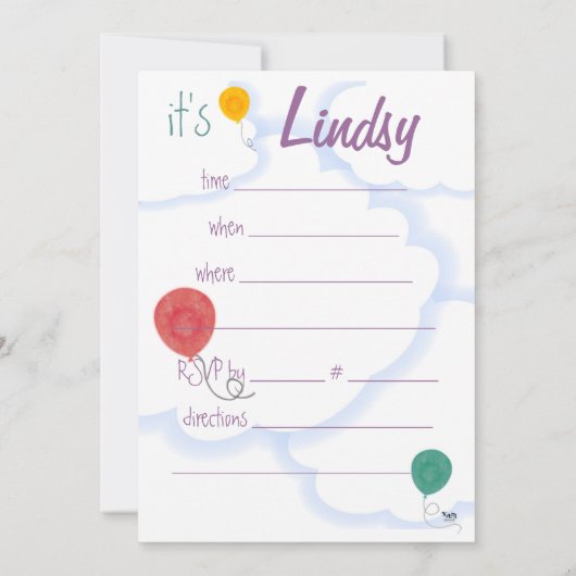 Birthday Party Invitation Kaart (Achterkant)