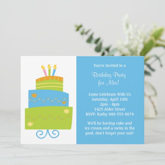 Birthday Party Invitation Kaart (Staand voorkant)