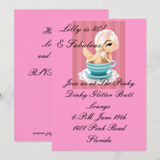 Birthday Party Invitation Kaart (Voorkant / Achterkant)