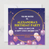 Birthday Party Invitation Kaart (Voorkant)