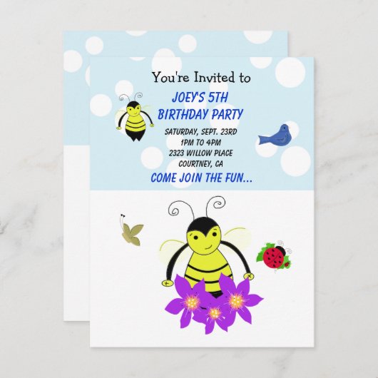 Birthday Party Invitation Kaart (Voorkant / Achterkant)