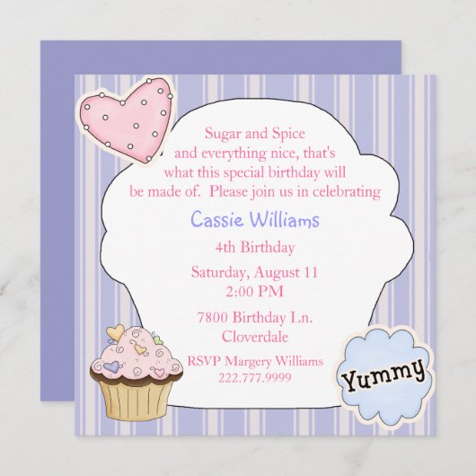 Birthday Party Invitation Kaart (Voorkant / Achterkant)