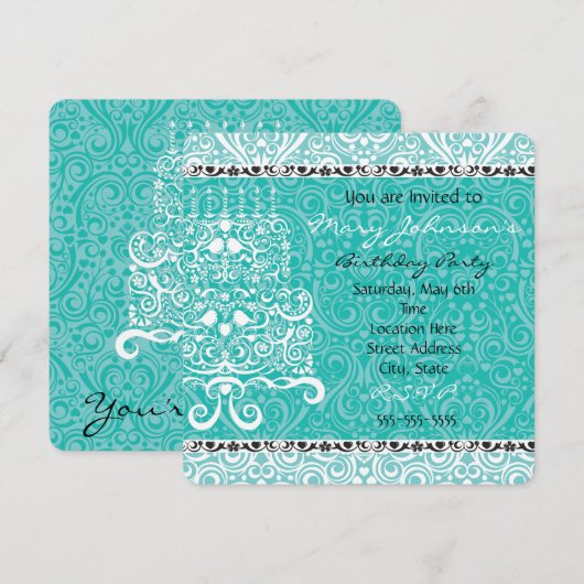 Birthday Party Invitation Kaart (Voorkant / Achterkant)