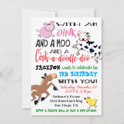 Birthday Party Invitation Kaart (Voorkant)