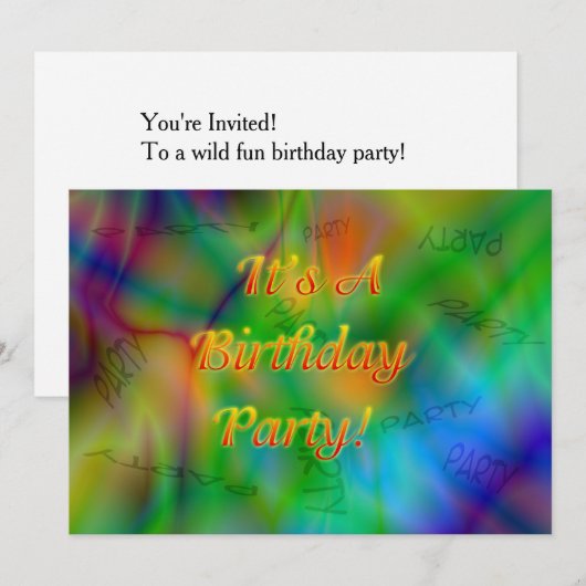 Birthday Party Invitation Kaart (Voorkant / Achterkant)