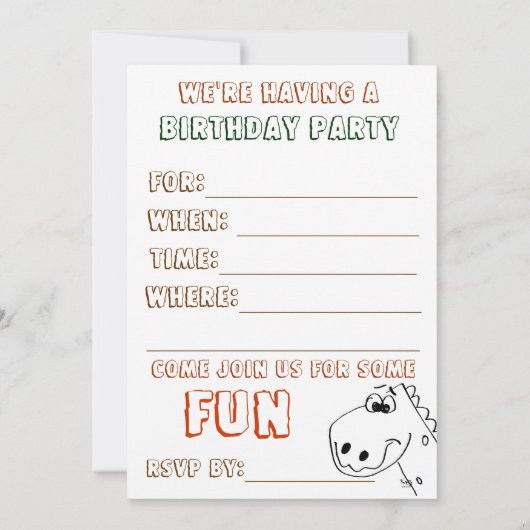 Birthday Party Invitation Kaart (Achterkant)