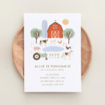 Birthday Party Invitation Kaart<br><div class="desc">Roep alle feestdieren! Viel de verjaardag van je kleine met deze boerderij-thema uitnodiging,  met allerlei boerderijdieren en goudtypografie.</div>