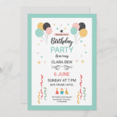 Birthday Party Invitation Kaart (Voorkant / Achterkant)