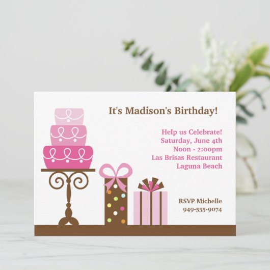 Birthday Party Invitation Kaart (Staand voorkant)