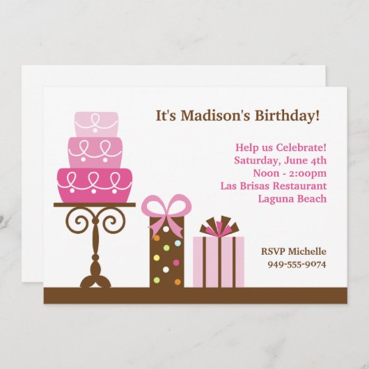 Birthday Party Invitation Kaart (Voorkant / Achterkant)