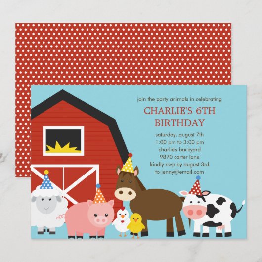 Birthday Party Invitation Kaart (Voorkant / Achterkant)