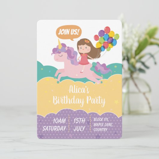 Birthday Party Invitation Kaart (Staand voorkant)