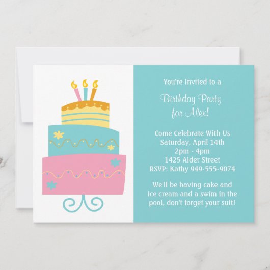 Birthday Party Invitation Kaart (Voorkant)