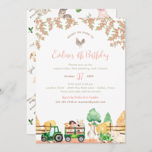 Birthday Party Invitation Kaart (Voorkant / Achterkant)