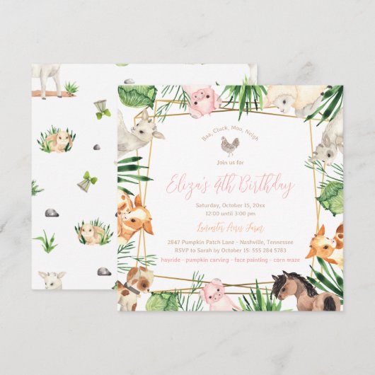 Birthday Party Invitation Kaart (Voorkant / Achterkant)