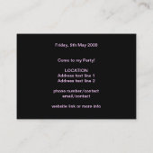 Birthday Party Invitation Kaart Visitekaartje (Achterkant)