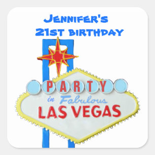 Birthday Party Invitation Las Vegas SIgn Vierkante Sticker