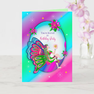 Birthday Party Invitation Magical Butterfly Fairy Kaart