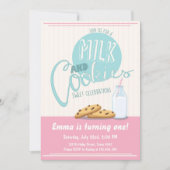 Birthday Party Invitation Milk and Cookies Invite Kaart (Voorkant)