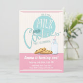 Birthday Party Invitation Milk and Cookies Invite Kaart (Staand voorkant)