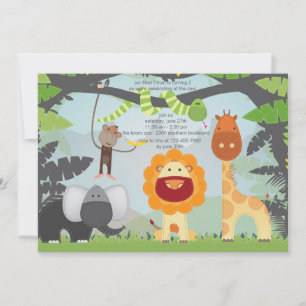 Birthday party Invitation oerwoud Zoo Animals Kaart