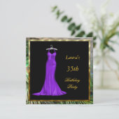 Birthday Party Invitation Paars jurk Kaart (Staand voorkant)