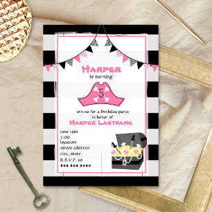 Birthday Party Invitation - Pink Kaart