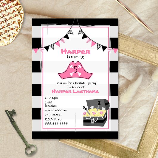 Birthday Party Invitation - Pink Kaart