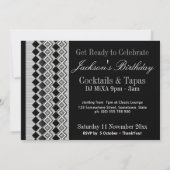 Birthday Party Invitation Pinstripes & Diamonds Kaart (Achterkant)