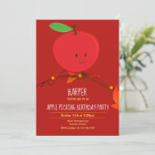 Birthday Party Invitation Red Apple van kind Kaart (Staand voorkant)