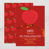 Birthday Party Invitation Red Apple van kind Kaart (Voorkant / Achterkant)