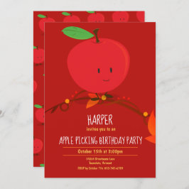 Birthday Party Invitation Red Apple van kind Kaart
