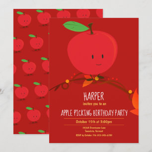 Birthday Party Invitation Red Apple van kind Kaart