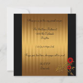 Birthday Party Invitation Red Black Gold Bamboe Kaart (Achterkant)