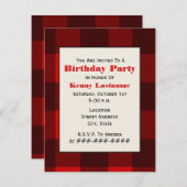 Birthday Party Invitation Red & Black Kaart (Voorkant / Achterkant)