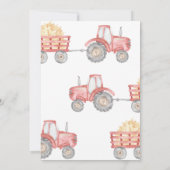 Birthday Party Invitation Red Boerderij Tractor Kaart (Achterkant)