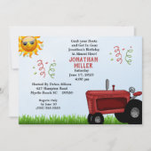Birthday Party Invitation Red Boerderij Tractor Kaart (Voorkant)