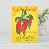 Birthday Party Invitation Red Chili PeppersMexicaa Kaart (Staand voorkant)
