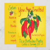 Birthday Party Invitation Red Chili PeppersMexicaa Kaart (Voorkant / Achterkant)
