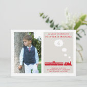 Birthday Party Invitation Red Locomotive Train Kaart (Staand voorkant)