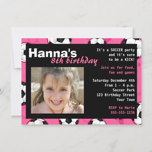 Birthday Party Invitation roze Kaart (Voorkant)