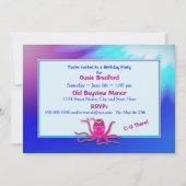 Birthday Party Invitation, Sassy Octopus Kaart (Achterkant)
